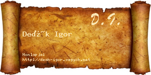 Deák Igor névjegykártya