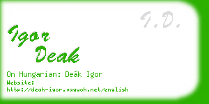 igor deak business card