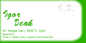 igor deak business card